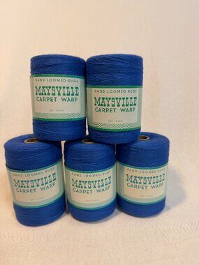 Maysville VTG Carpet Warp Lot 5 Cones 800 Yds Cotton Rug Weaving #4 Royal Blue